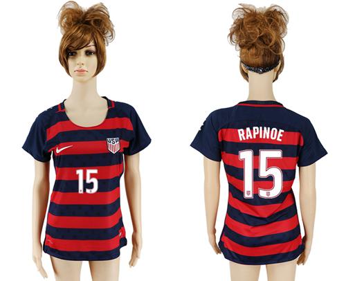 Women's USA #15 Rapinoe Away Soccer Country Jersey - Click Image to Close
